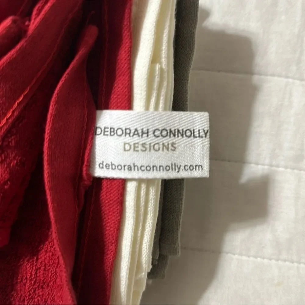 DC Red White Ivory Gray Cotton Lyocell Blend Dish Tea Kitchen Towel Set of 4